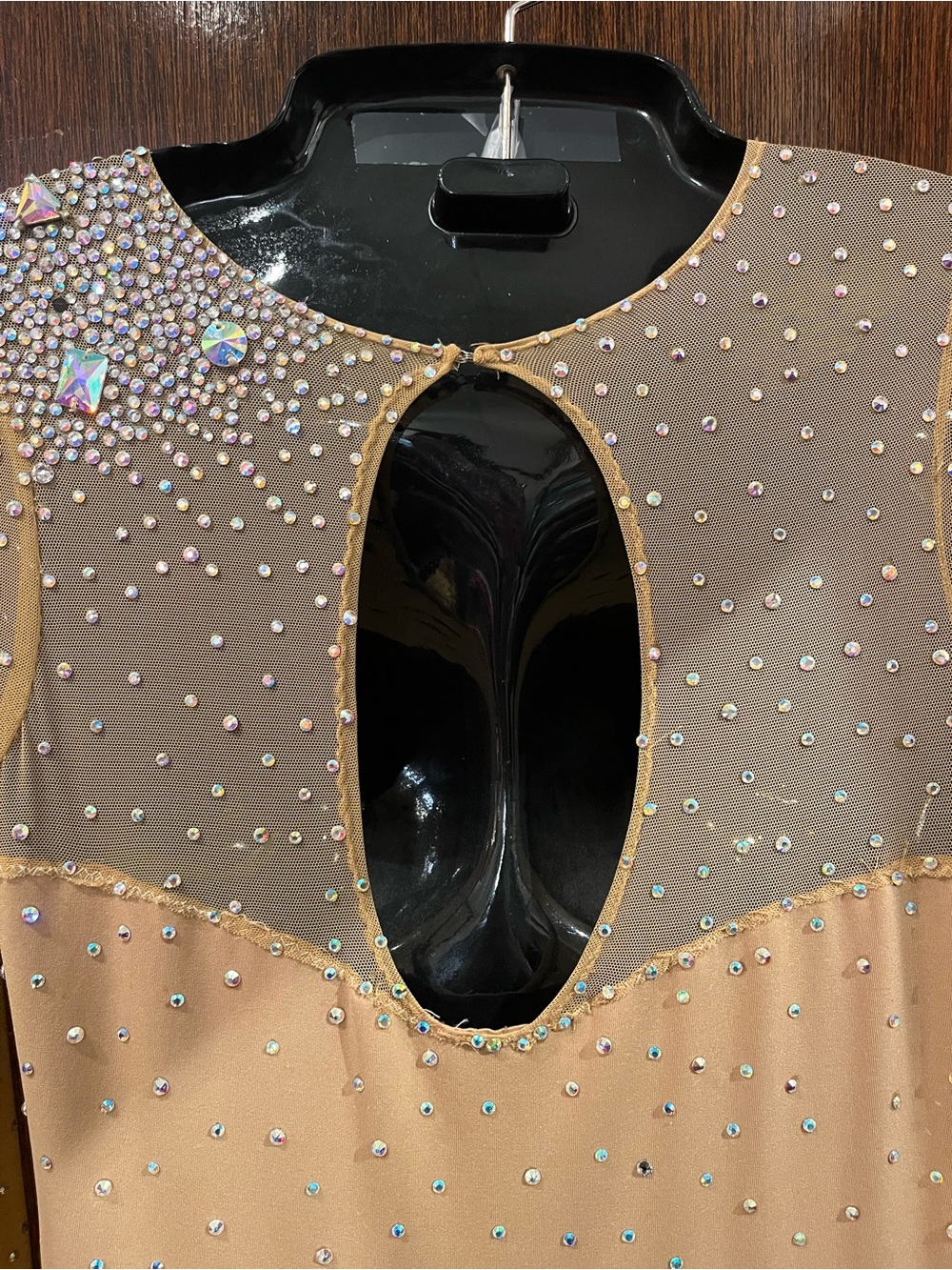 Tan Long-Sleeve Fringe Dance Dress with Crystal Accents - Picture 8 of 8
